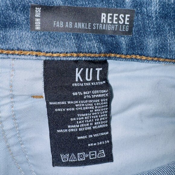 Kut From The Kloth Women's Reese High Rise Fab AB Ankle Straight Leg Jean size 8 - Picture 5 of 6